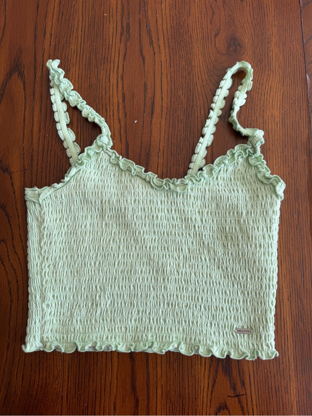 Hollister Pale Green Smocked Ruffle Camisole